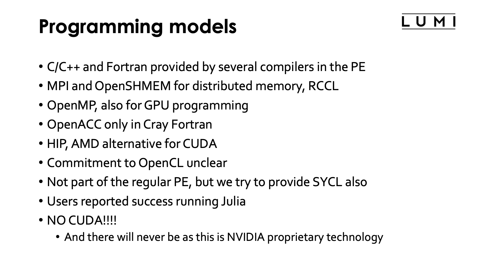 Slide Programming models