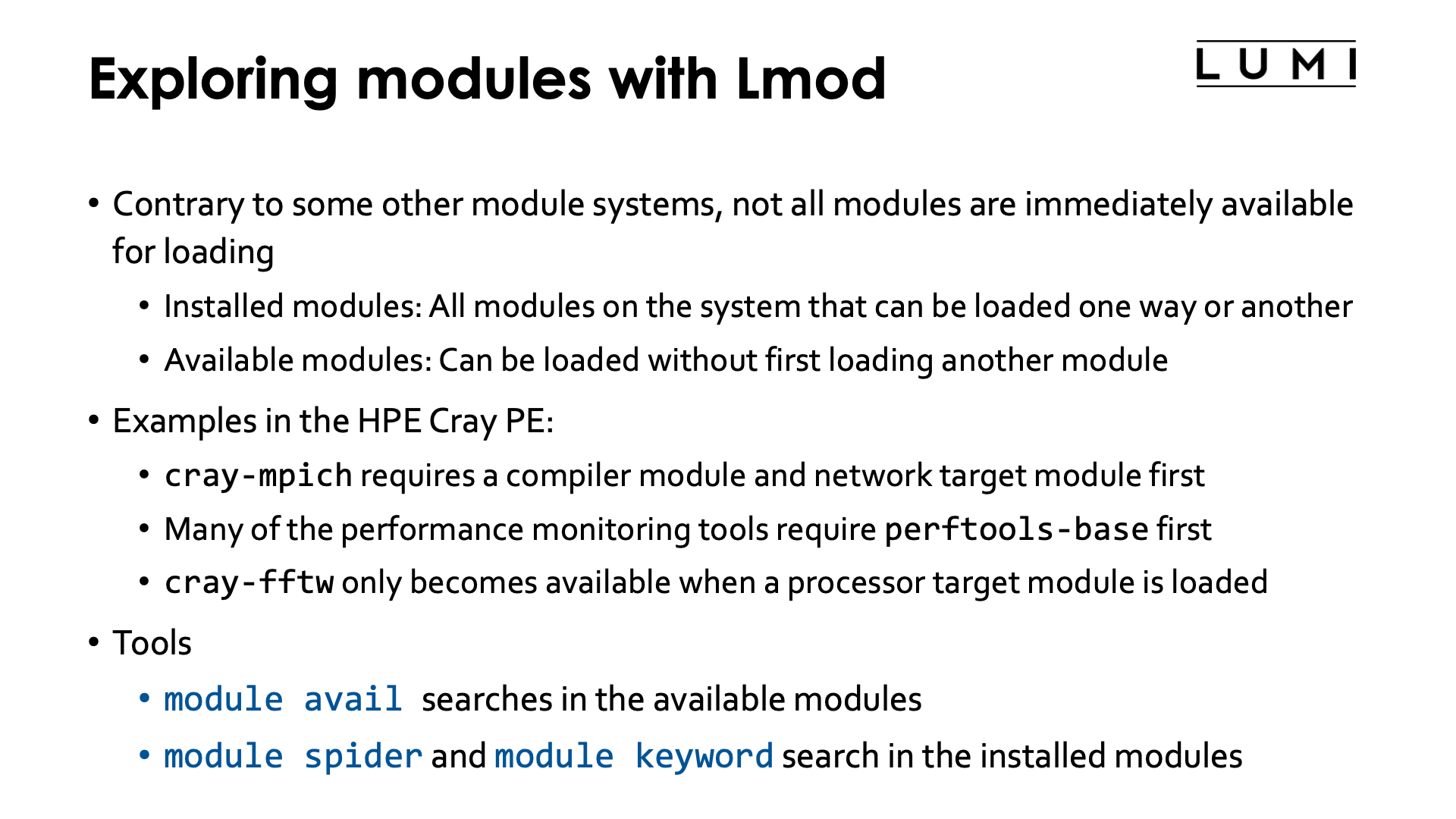 Exploring modules with Lmod