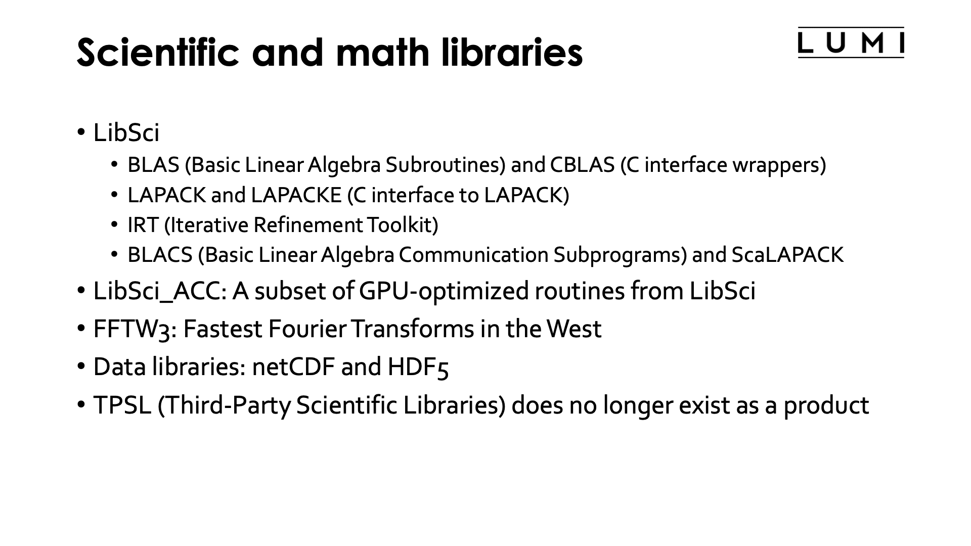 Slide Scientific and math libraries
