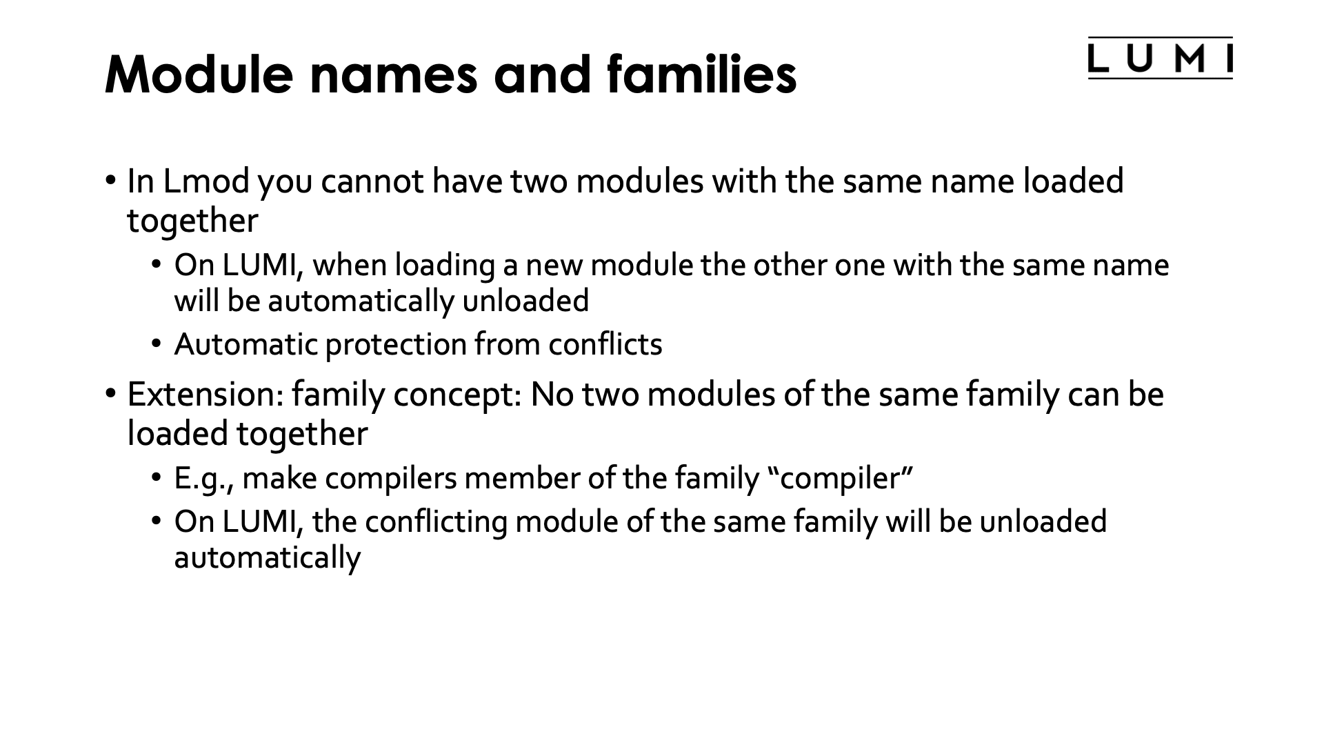 Module names and families