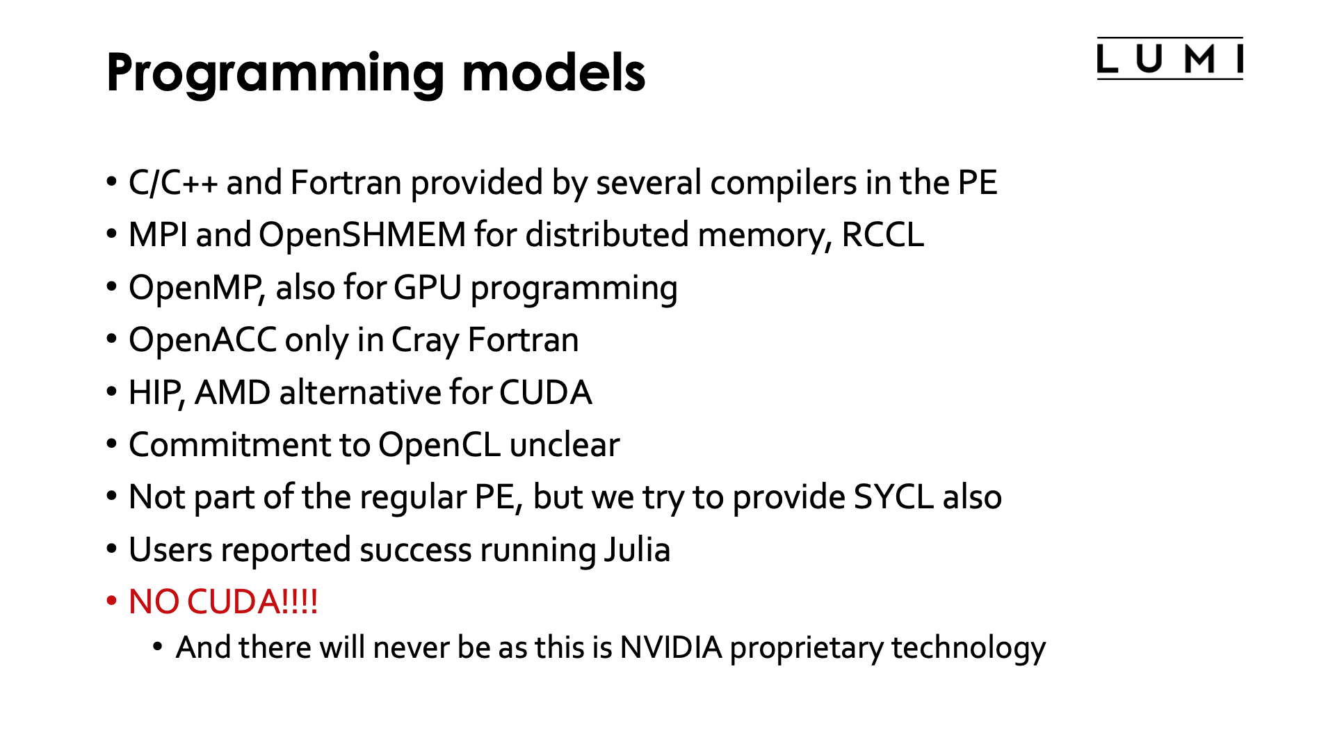 Slide Programming models