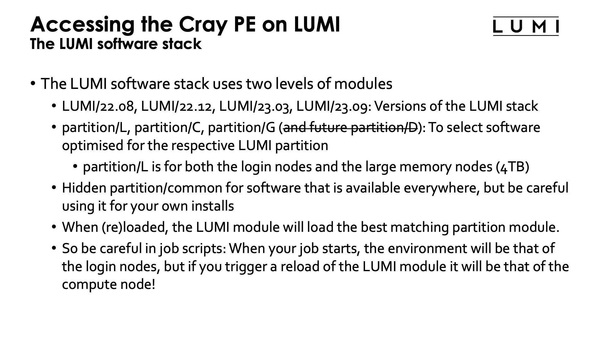 Accessing the Cray PE on LUMI slide 3