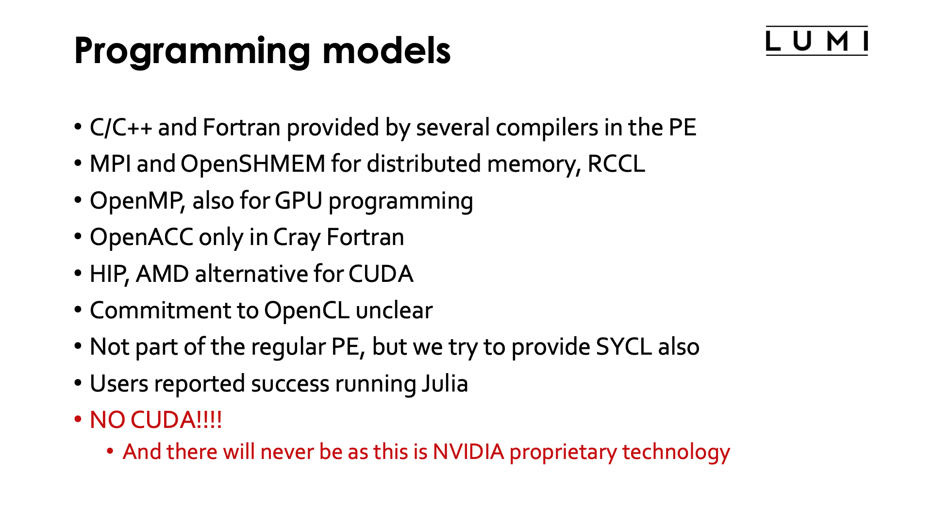 Slide Programming models