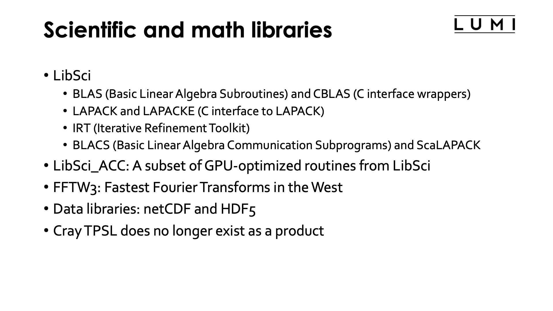 Slide Scientific and math libraries