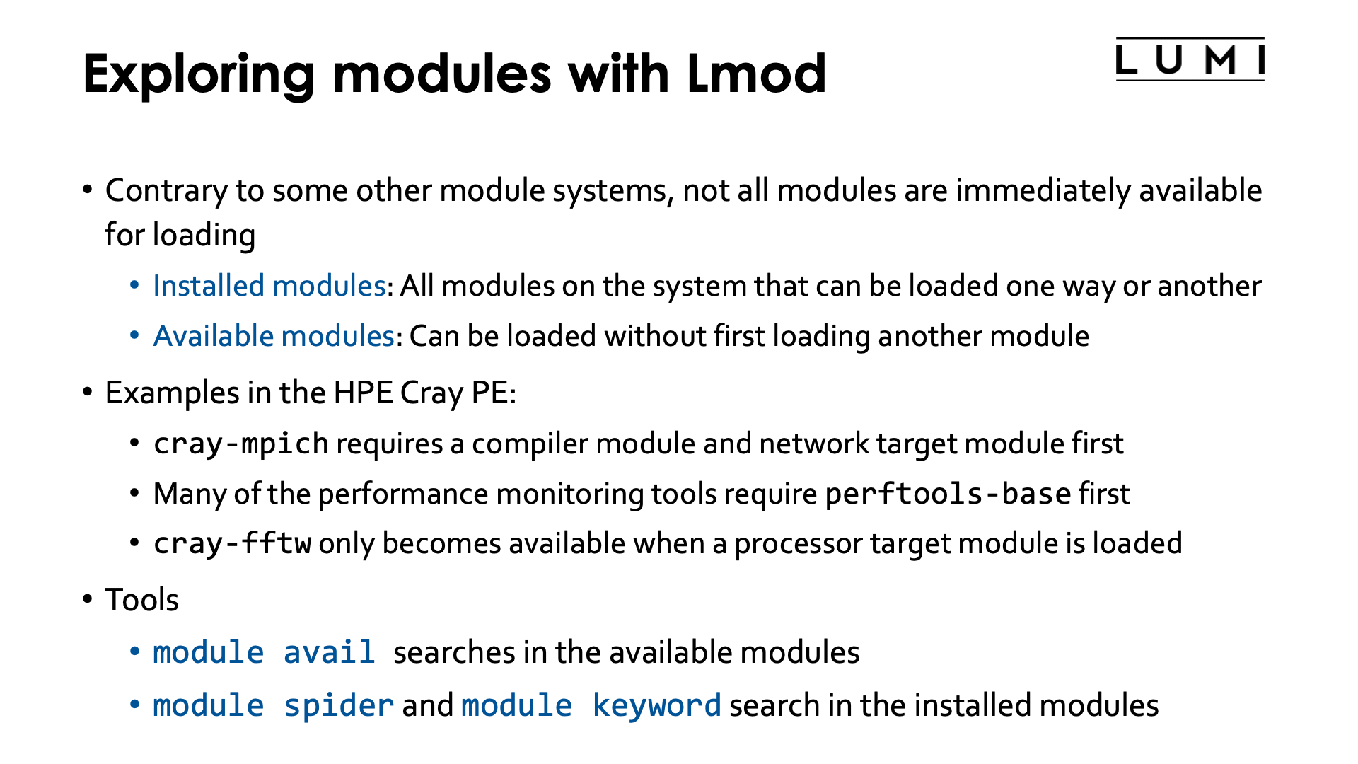 Exploring modules with Lmod