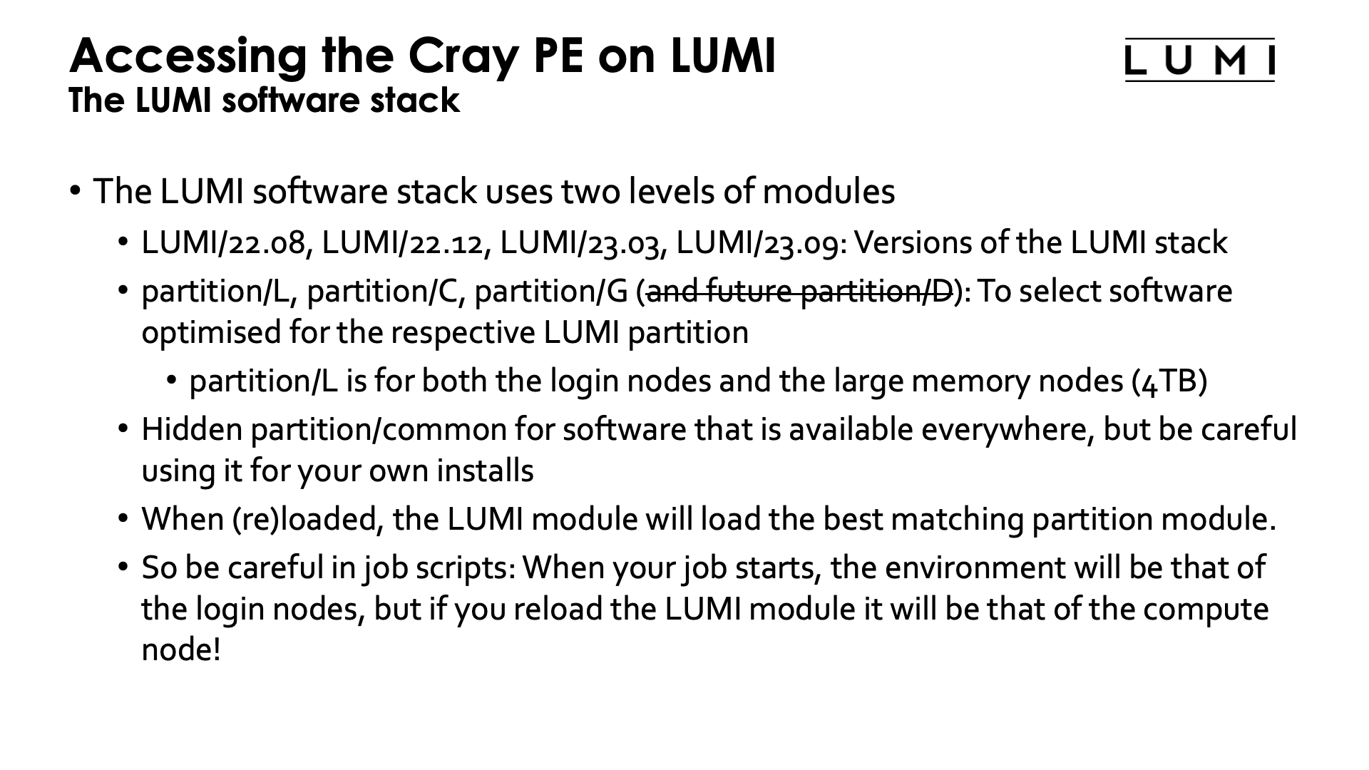 Accessing the Cray PE on LUMI slide 3