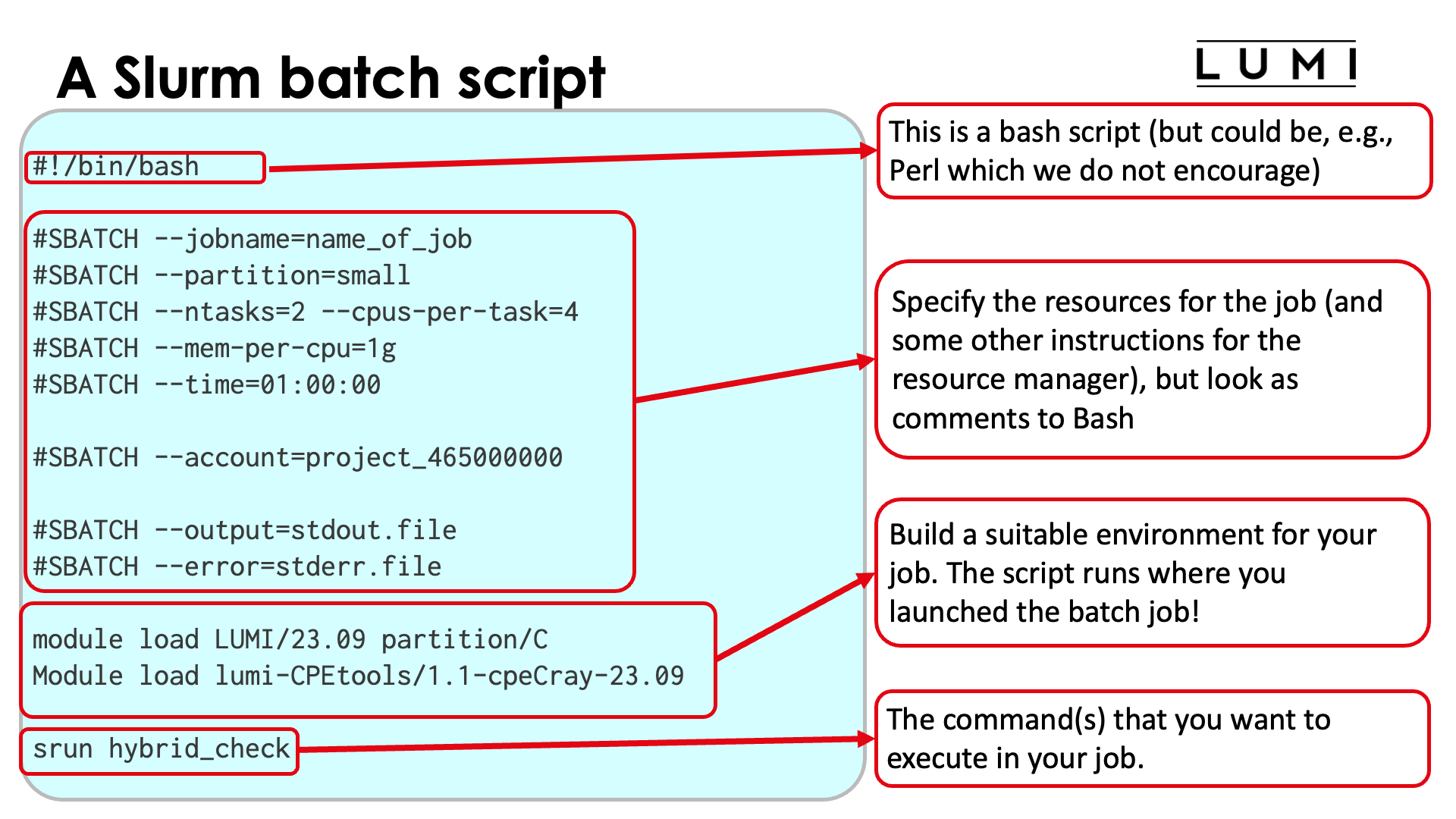 Slide A Slurm batch script