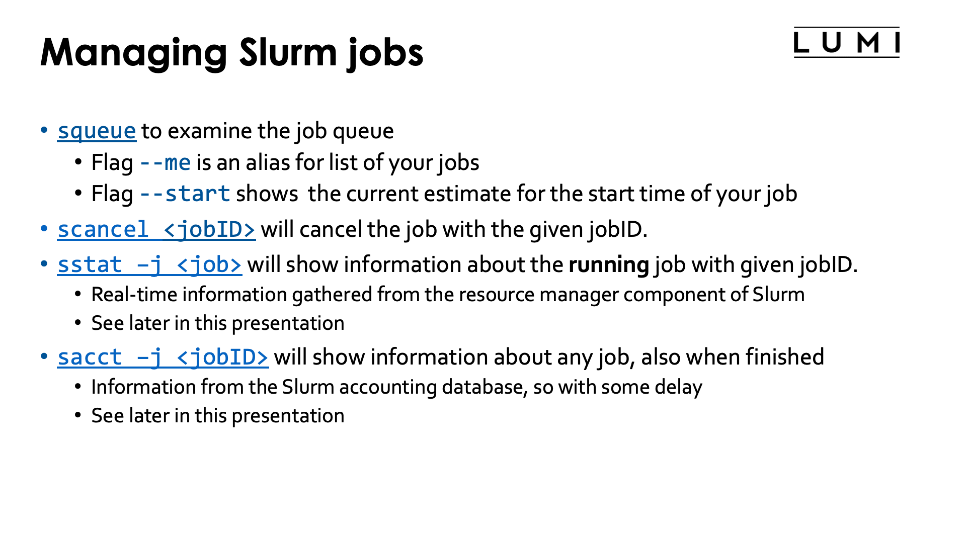 Slide MAnaging Slurm jobs