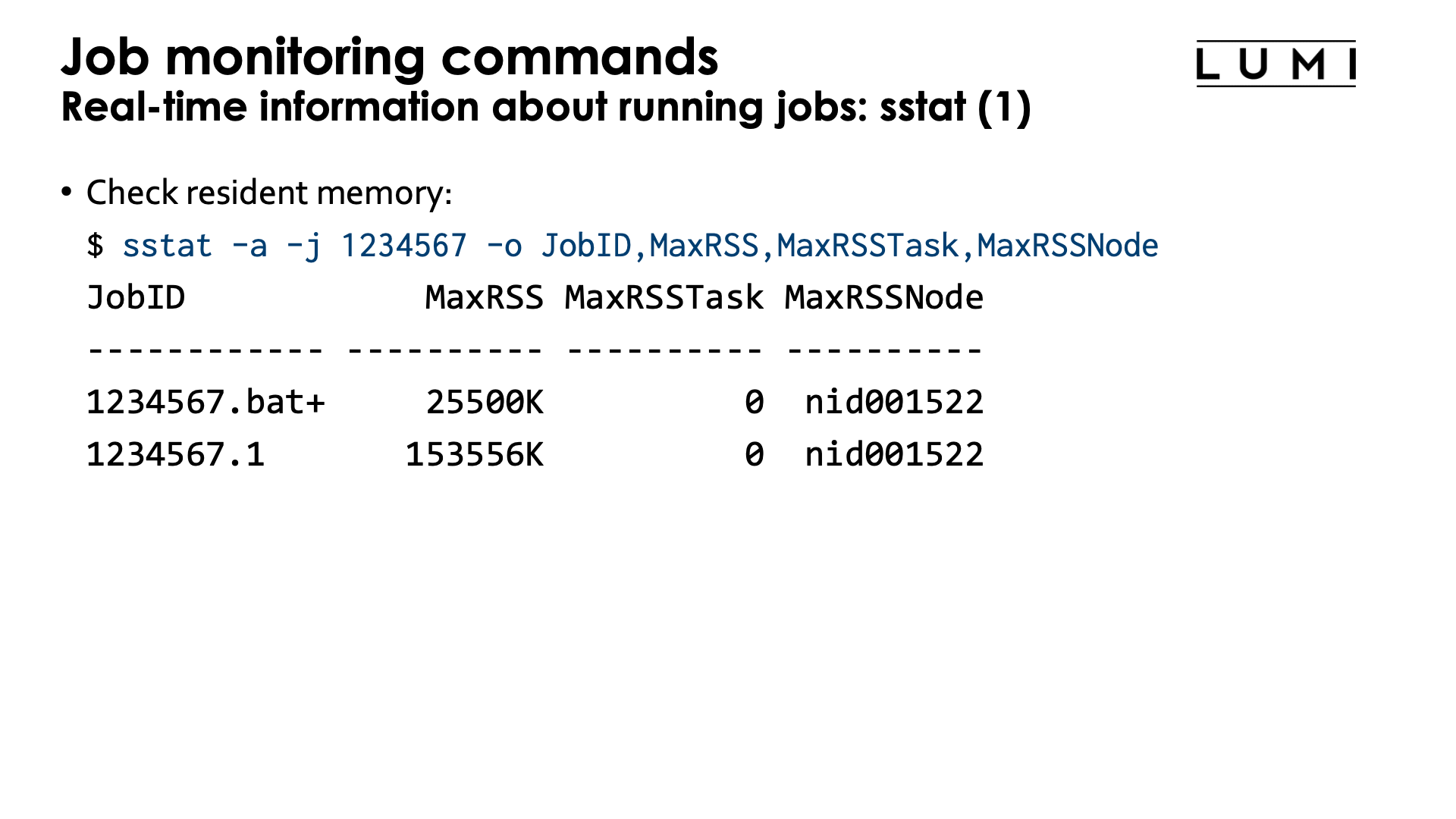 Slide Job monitoring with sstat 2