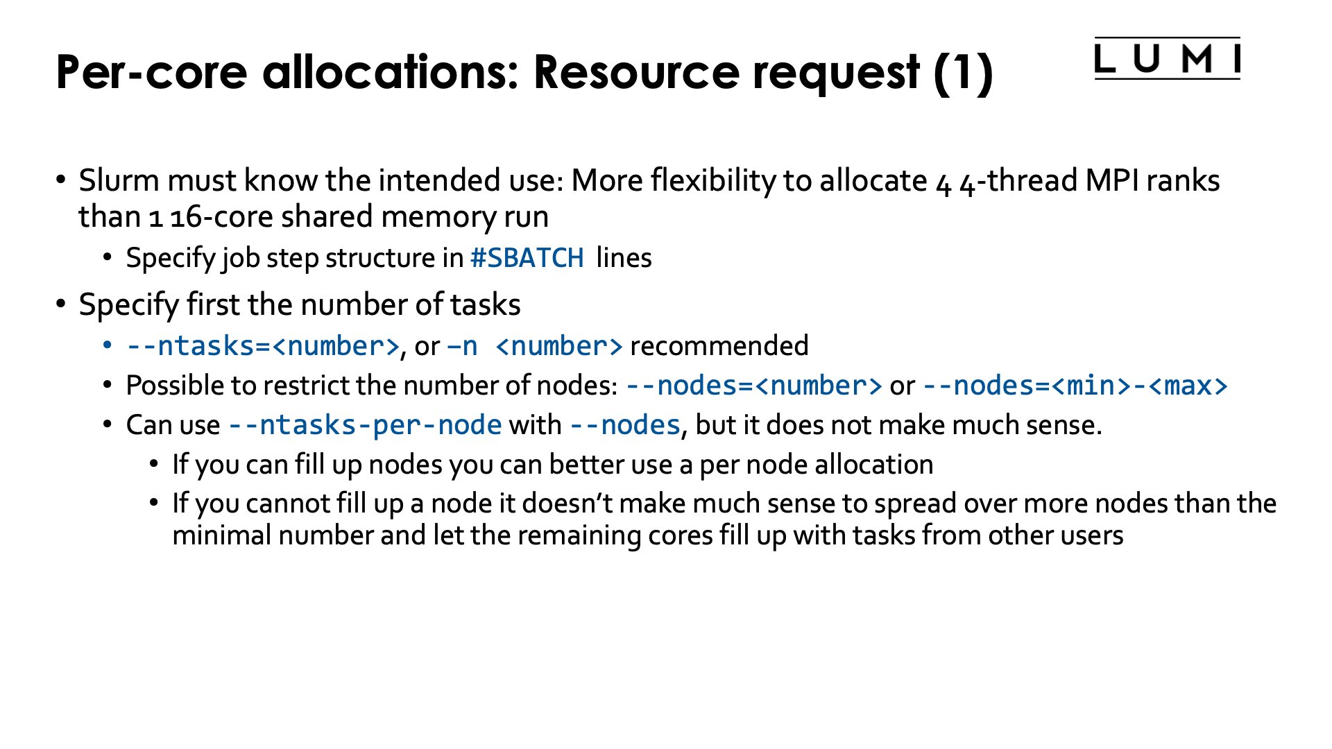 Slide Per core allocations: Resource request (1)