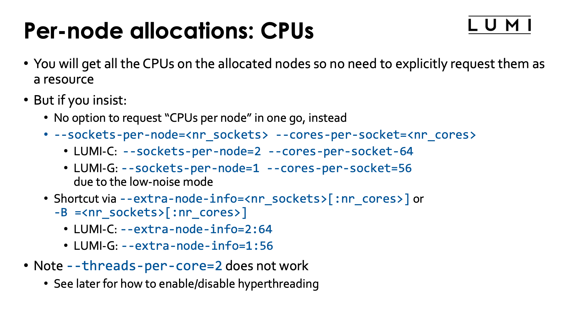 Slide Per-node allocations: CPUs