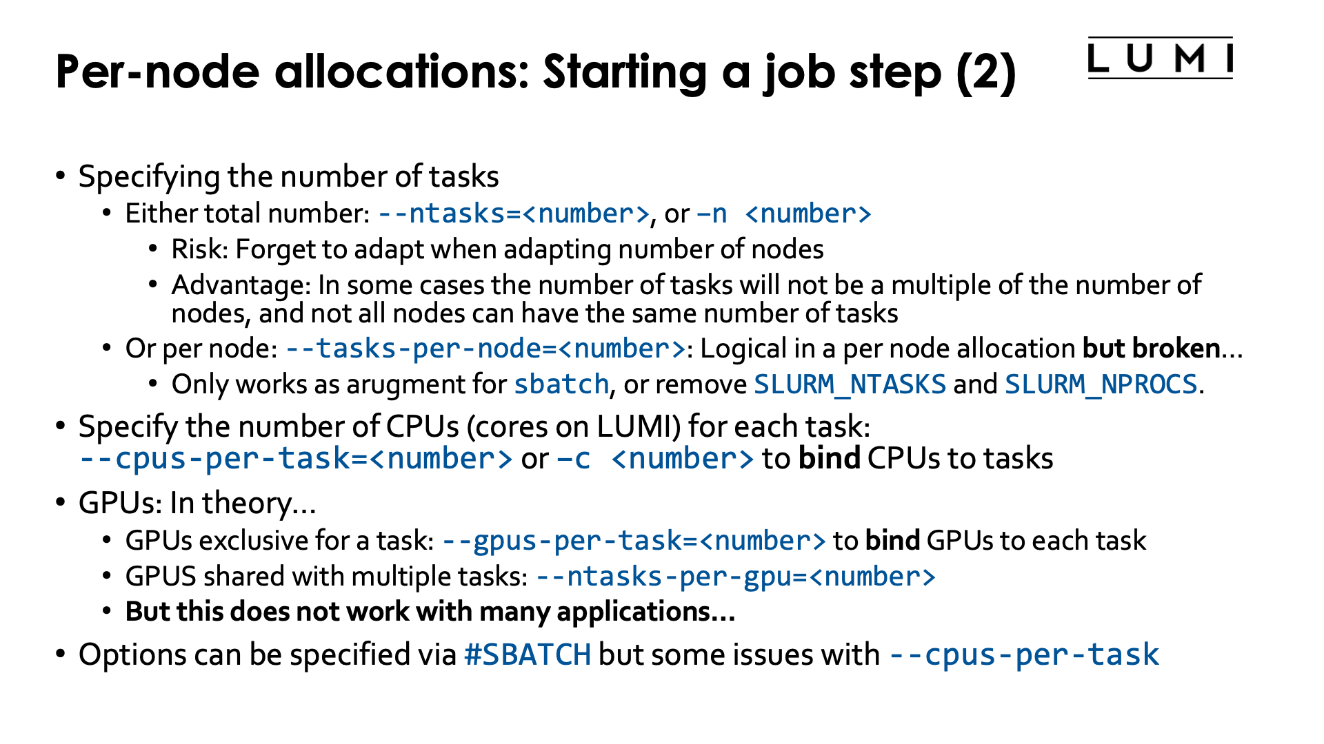 Slide Per-node allocations: Starting a job step (2)