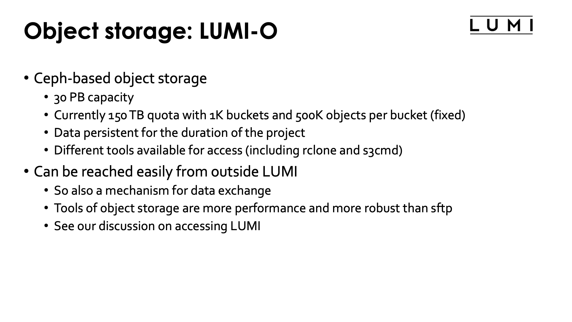 Object storage: LUMI-O