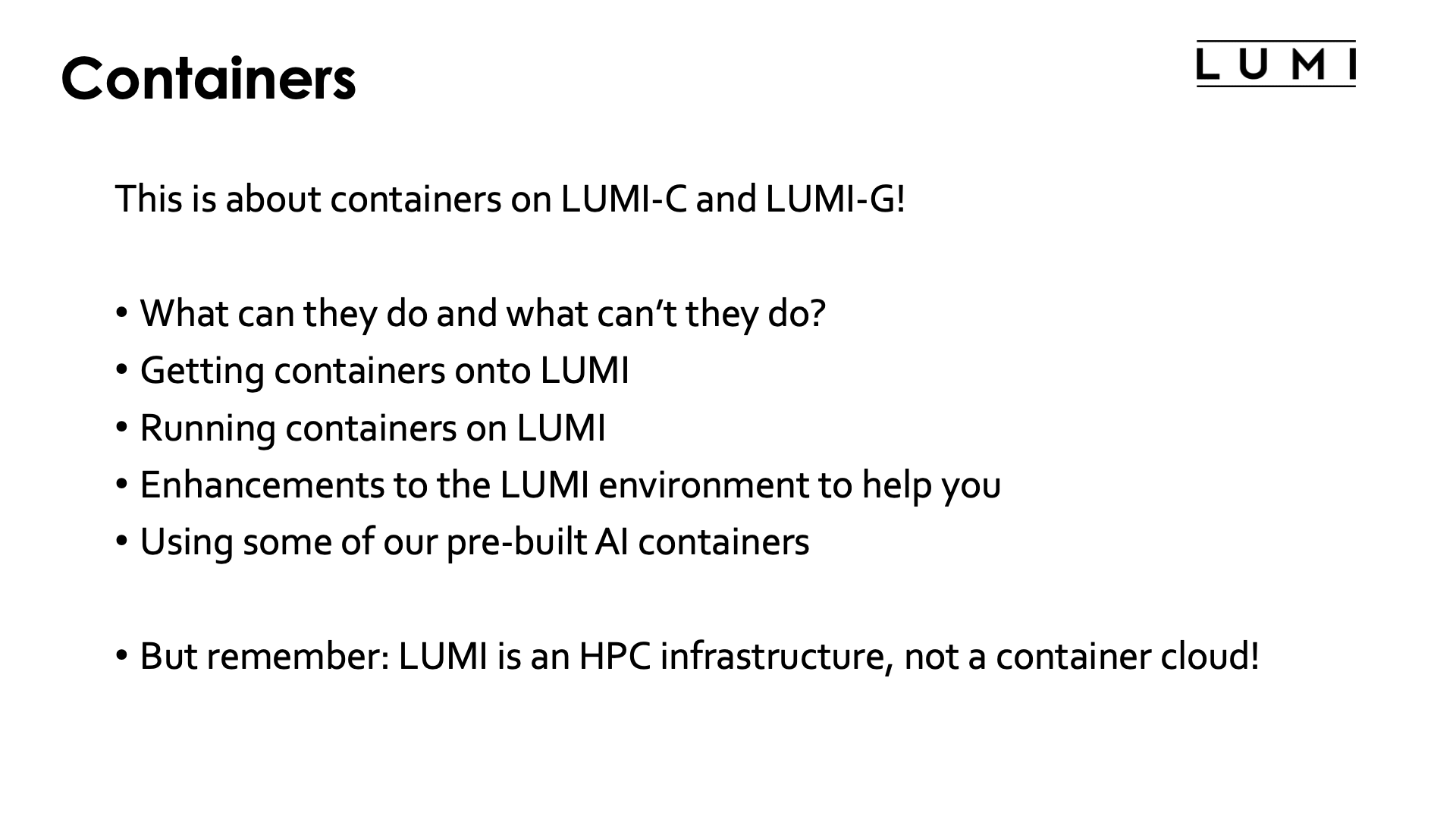 Containers on LUMI