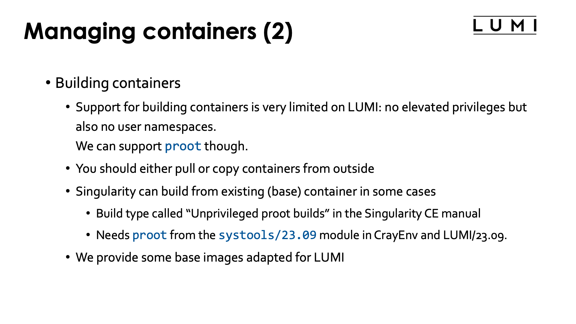 Managing containers (2)