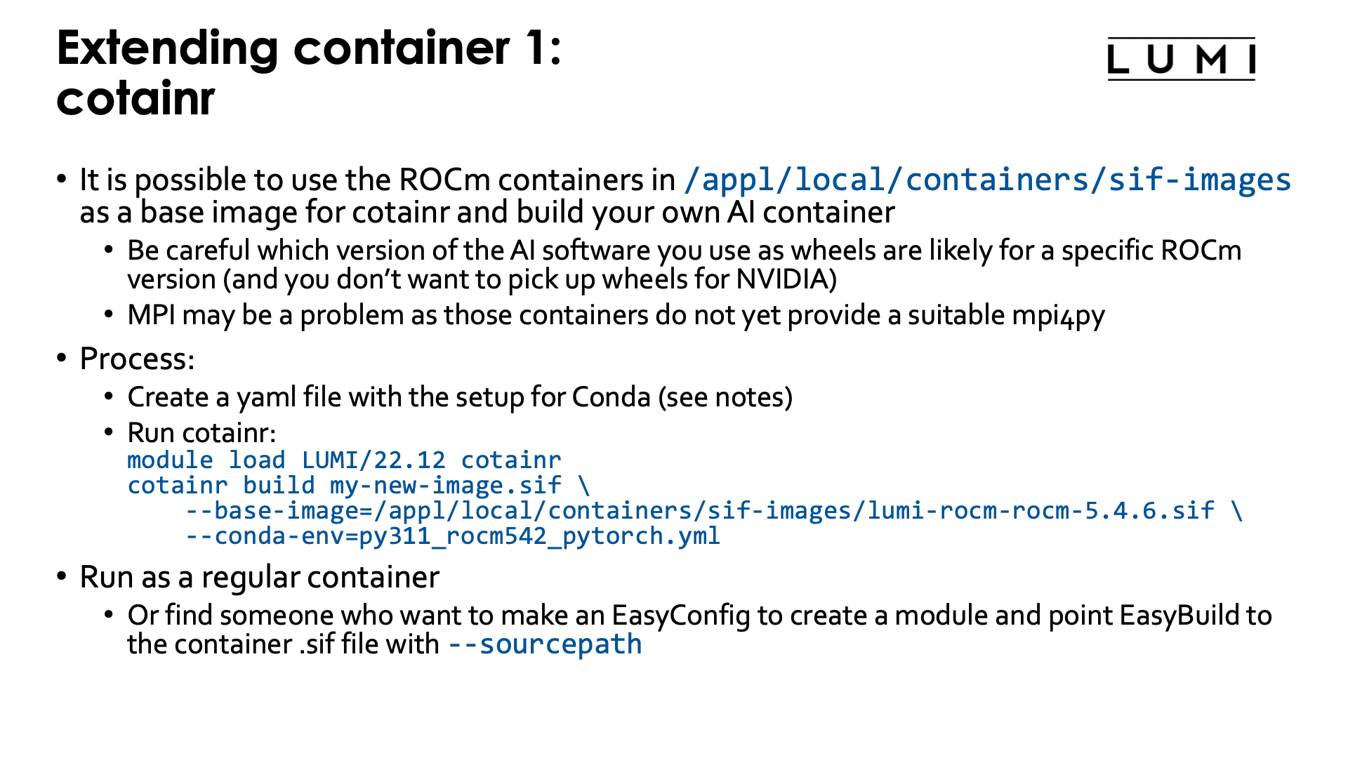 Extending containers with cotainr