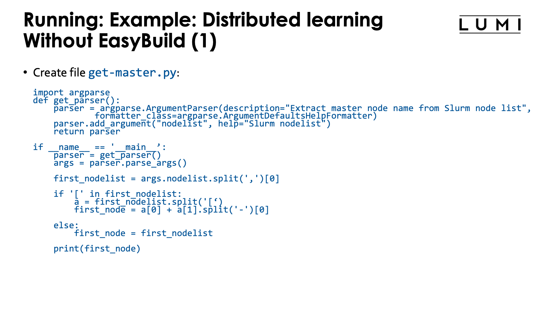 Example: Distributed learning with PyTorch, no EasyBuild-generated module - slide 1