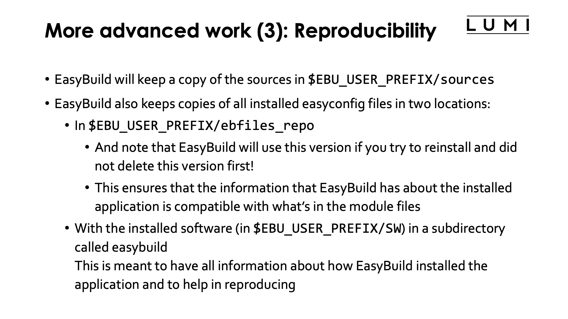 More advanced work (3): Reproducibility