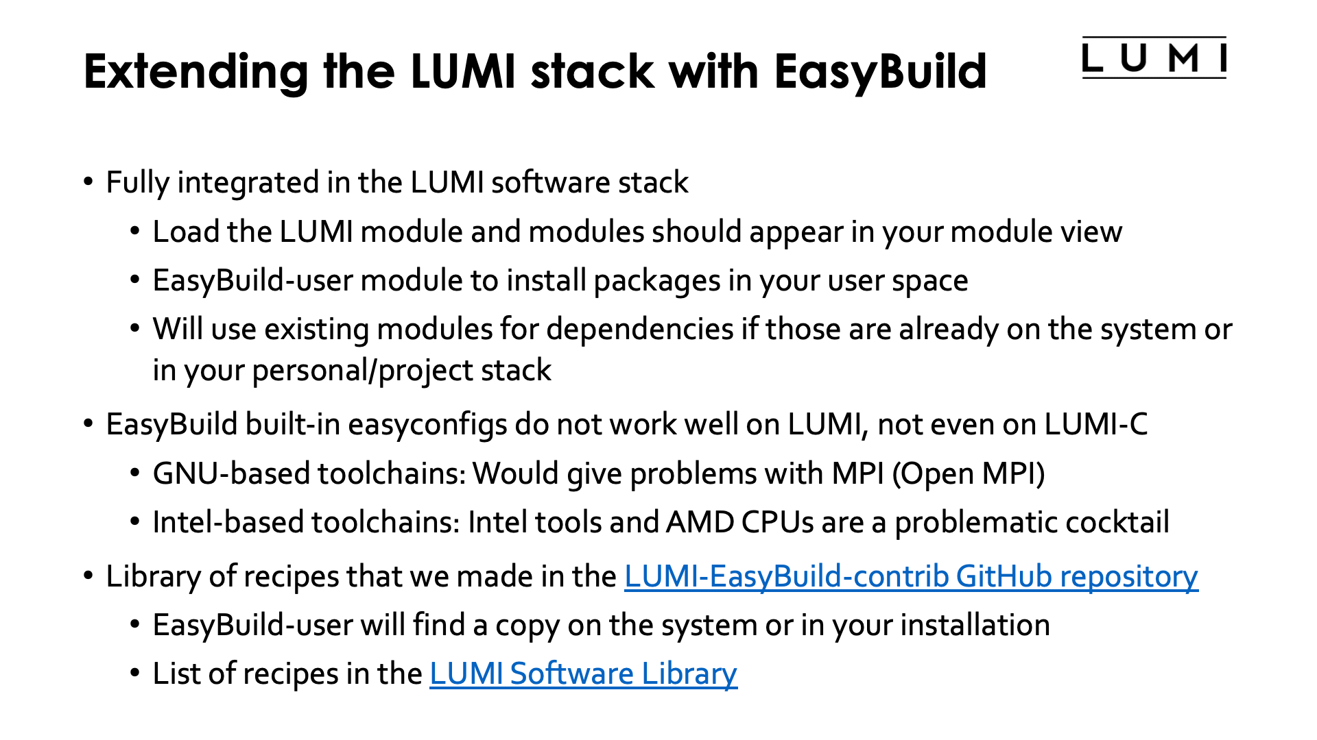 Extending the LUMI stack with EasyBuild