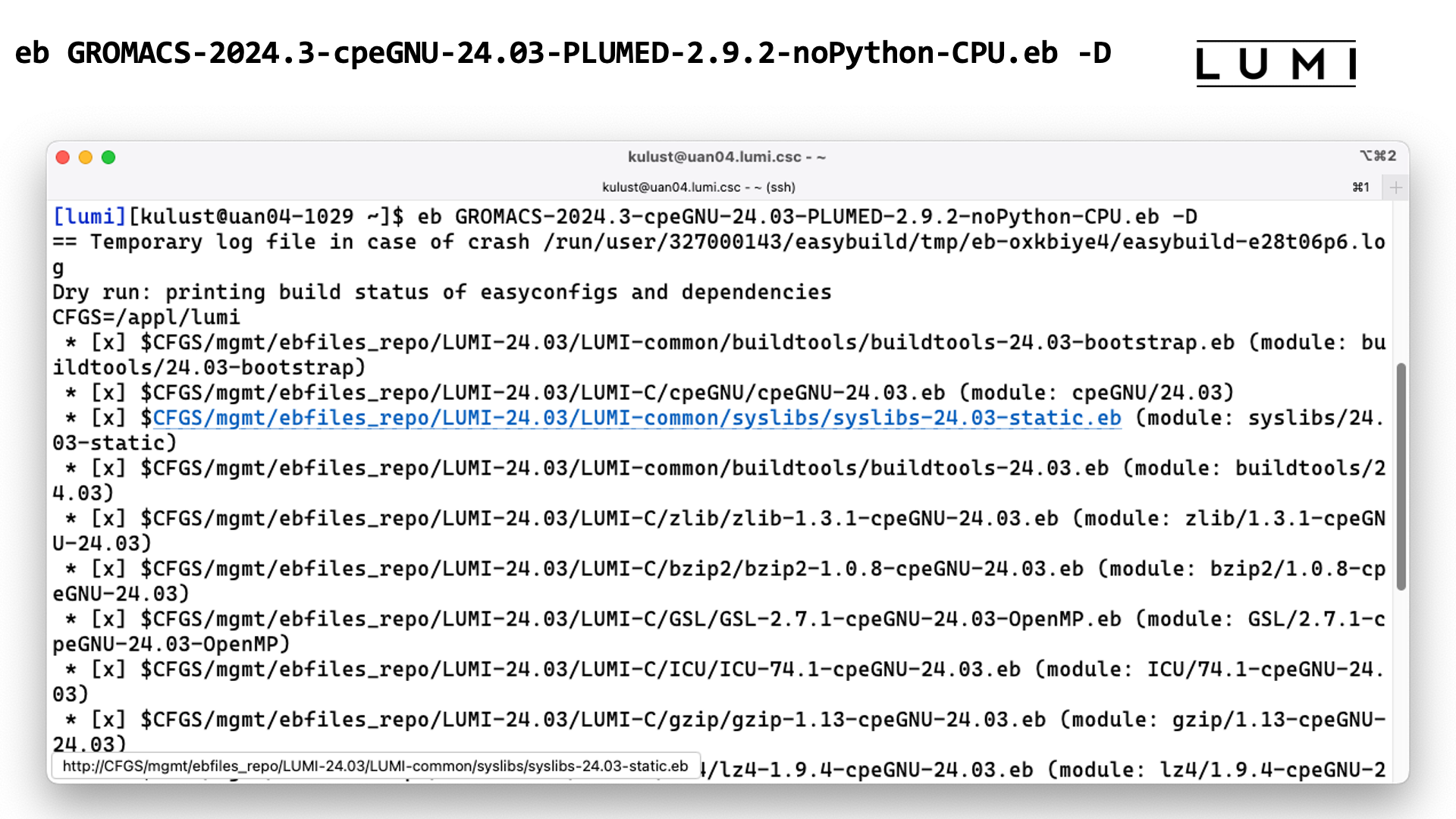 eb GROMACS-2024.3-cpeGNU-24.03-PLUMED-2.9.2-noPython-CPU.eb –D