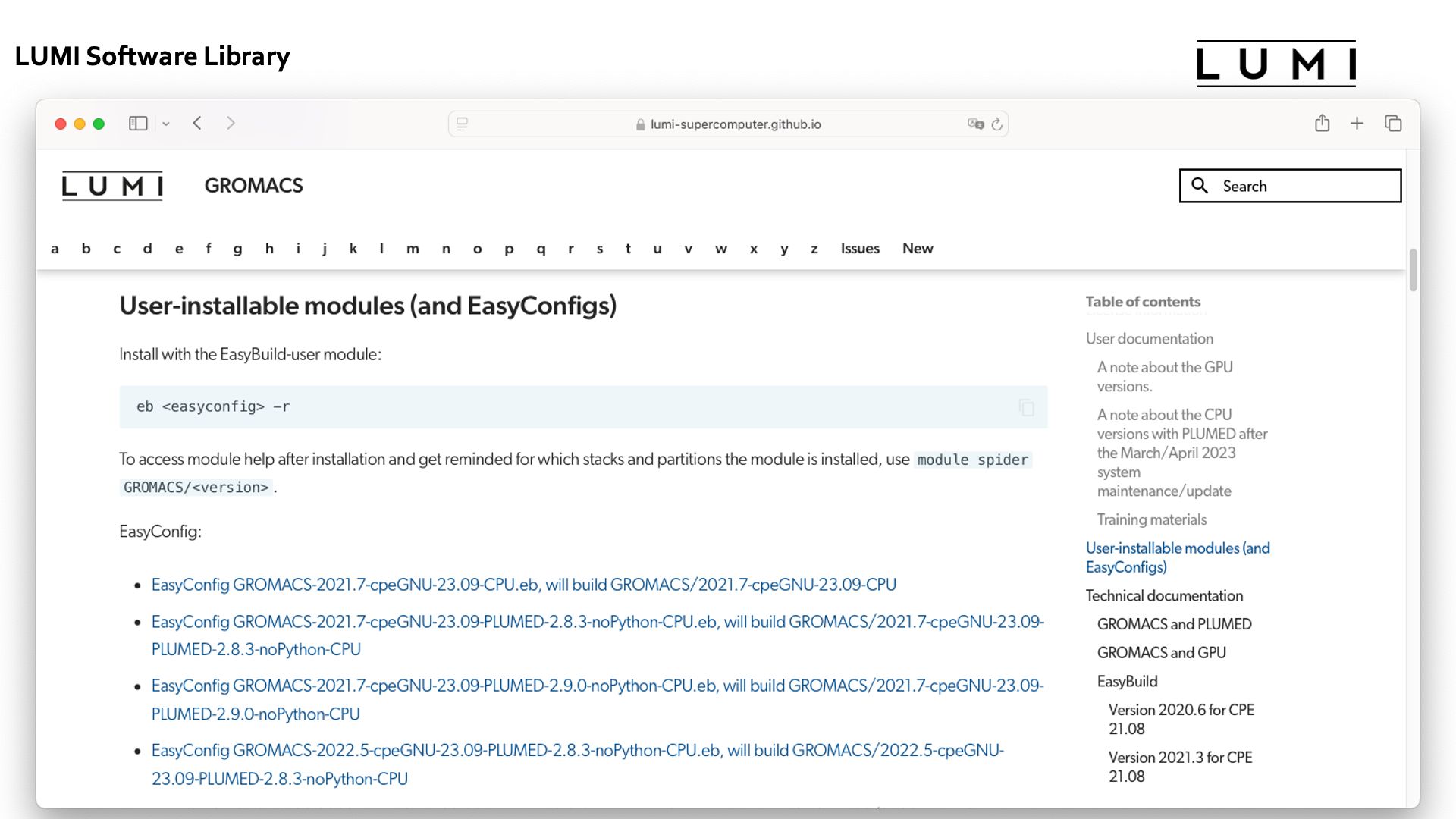 GROMACS in the LUMI Software Library