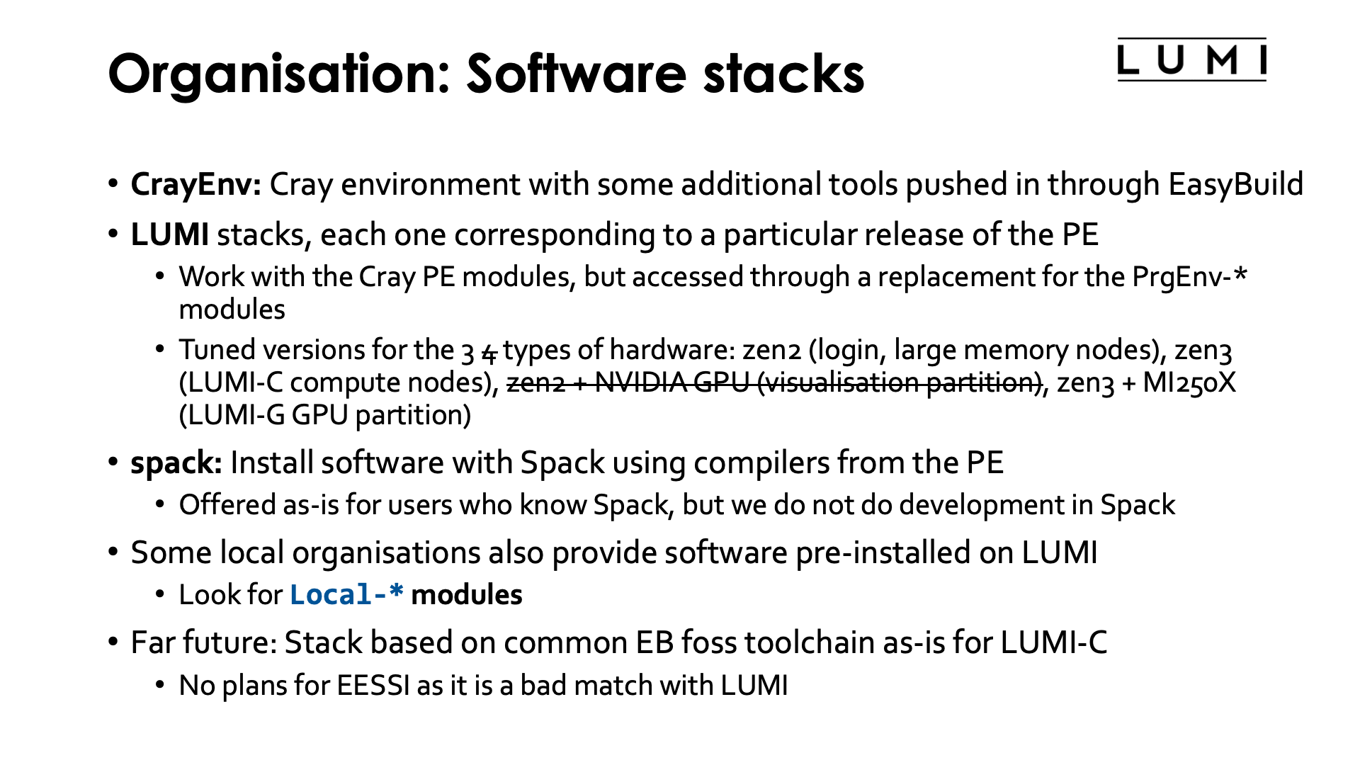 Organisation"Software Stacks