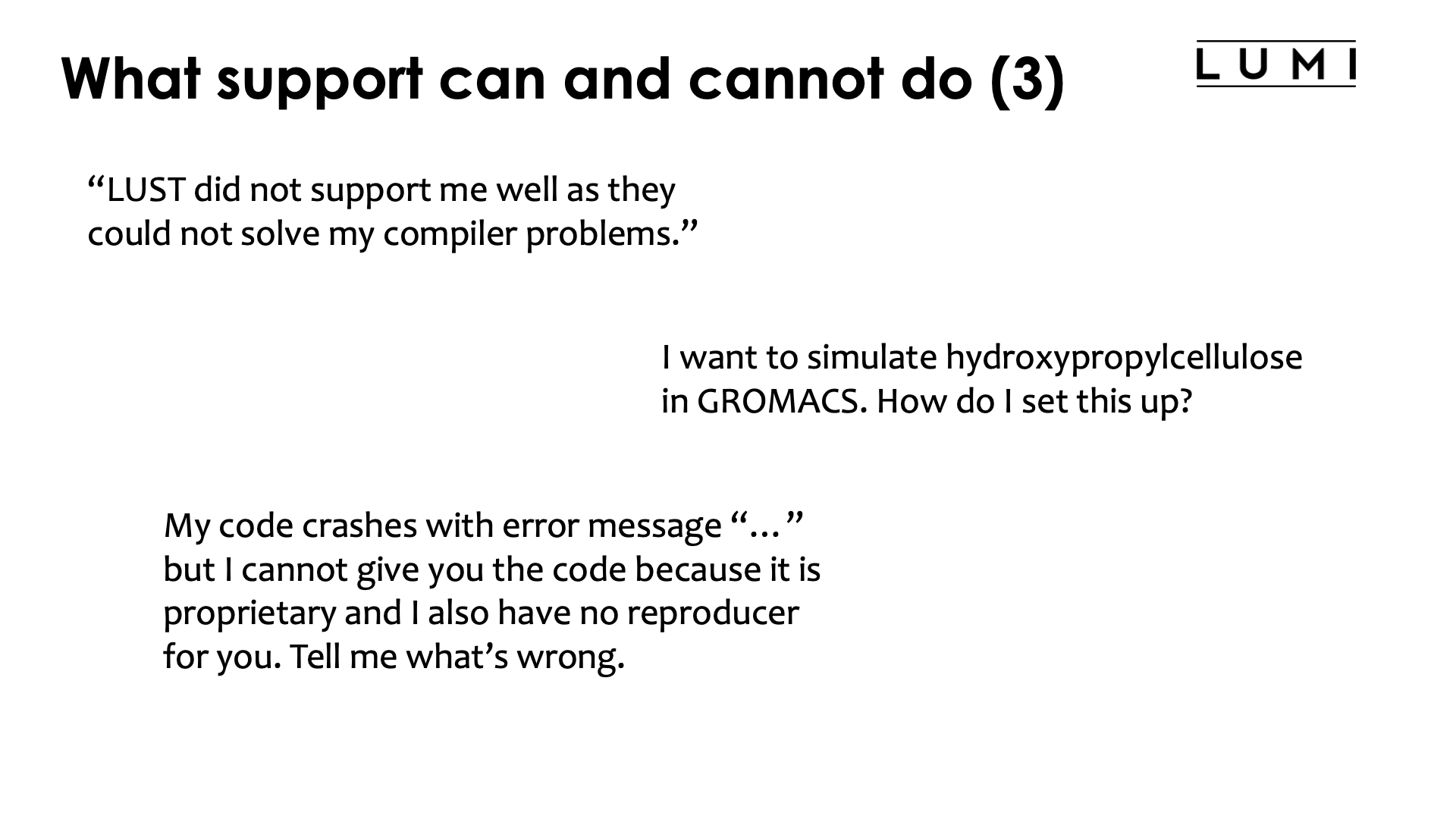 What support can and cannot do (3)