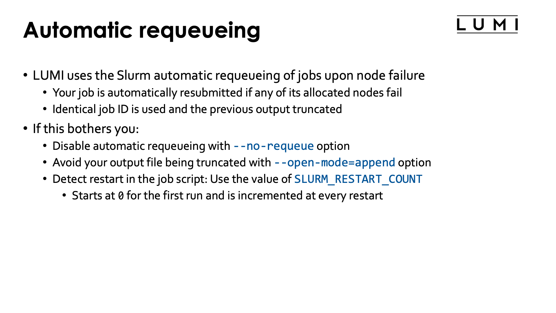 Slide Automatic requeueing