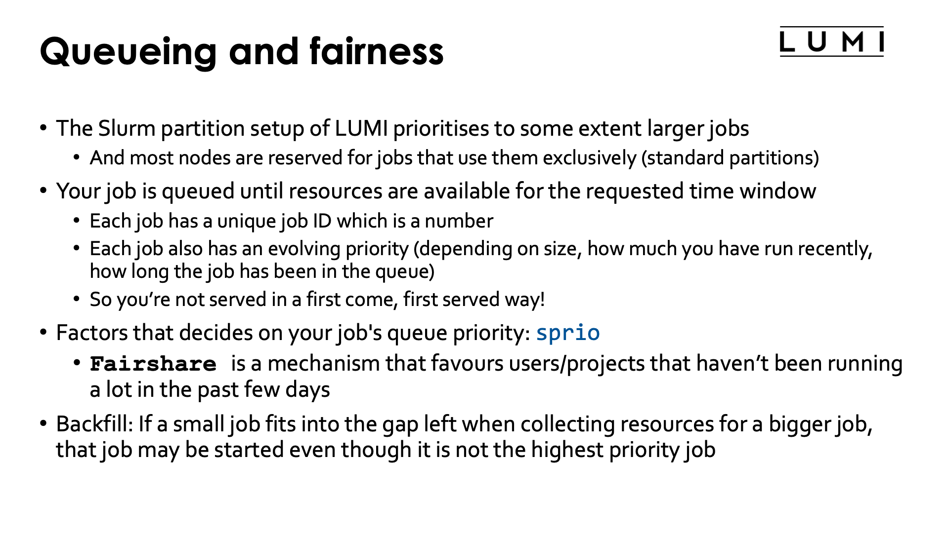 Slide Fairness of queueing