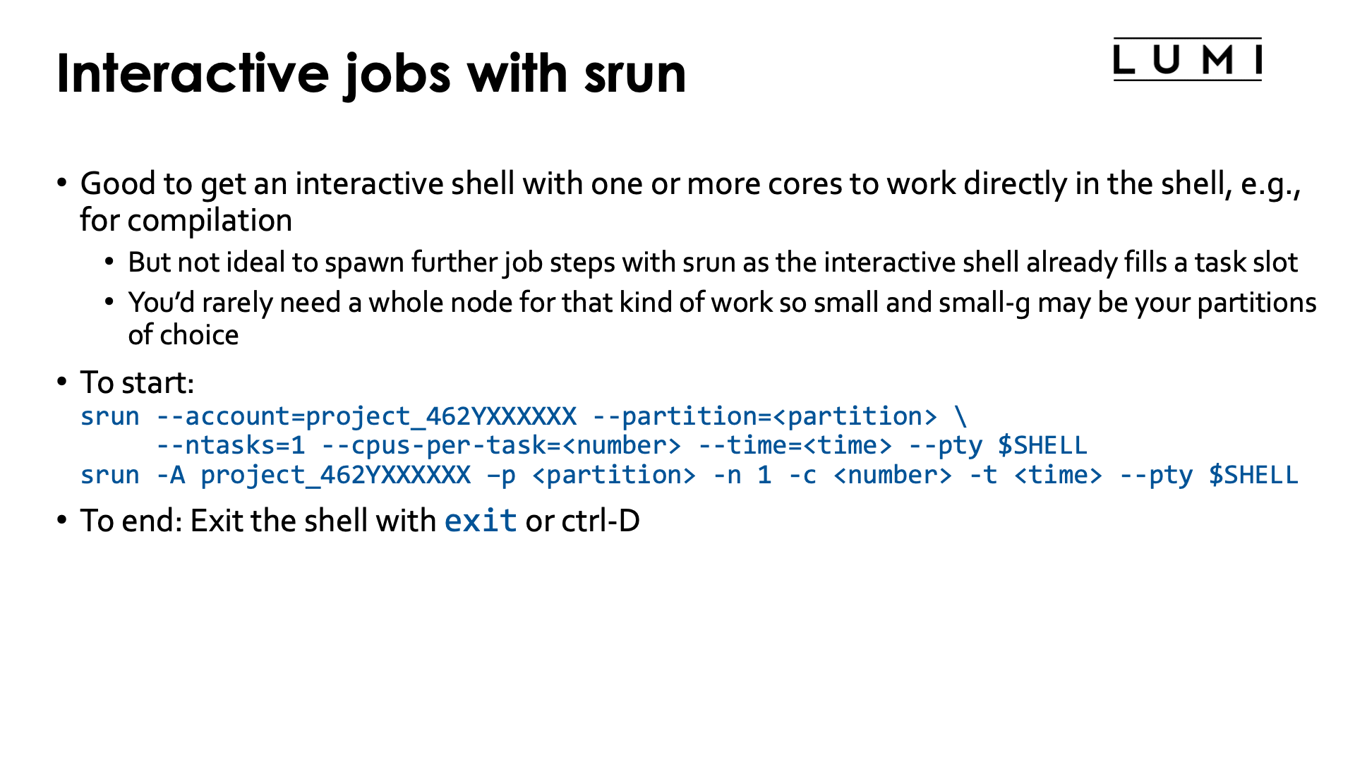 Slide Interactive jobs with srun