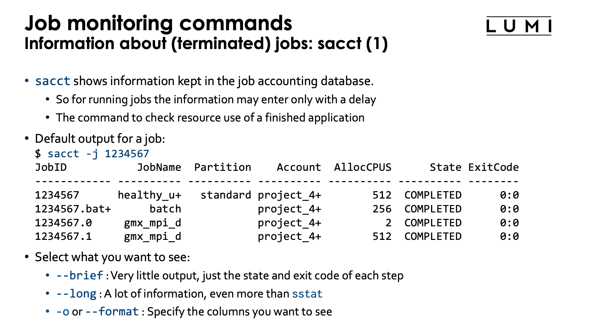 Slide Job information with sacct 1