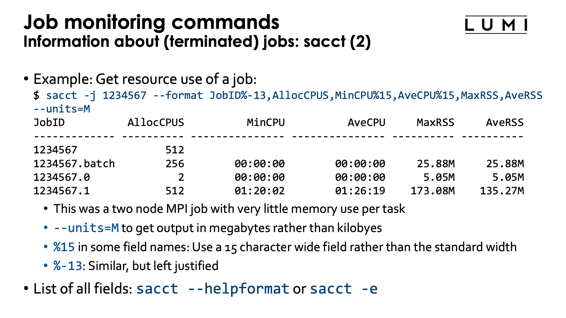 Slide Job information with sacct 2