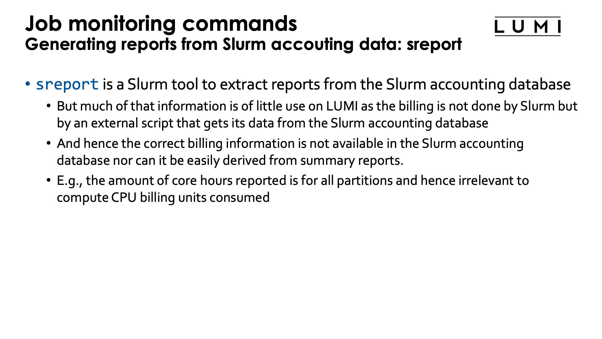 Slide Job information from sreport