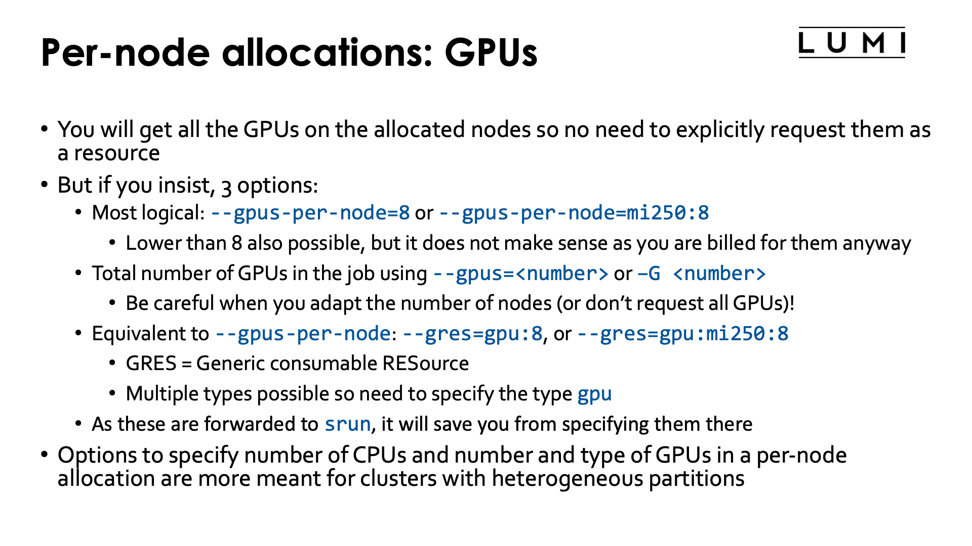 Slide Per-node allocations: GPUs