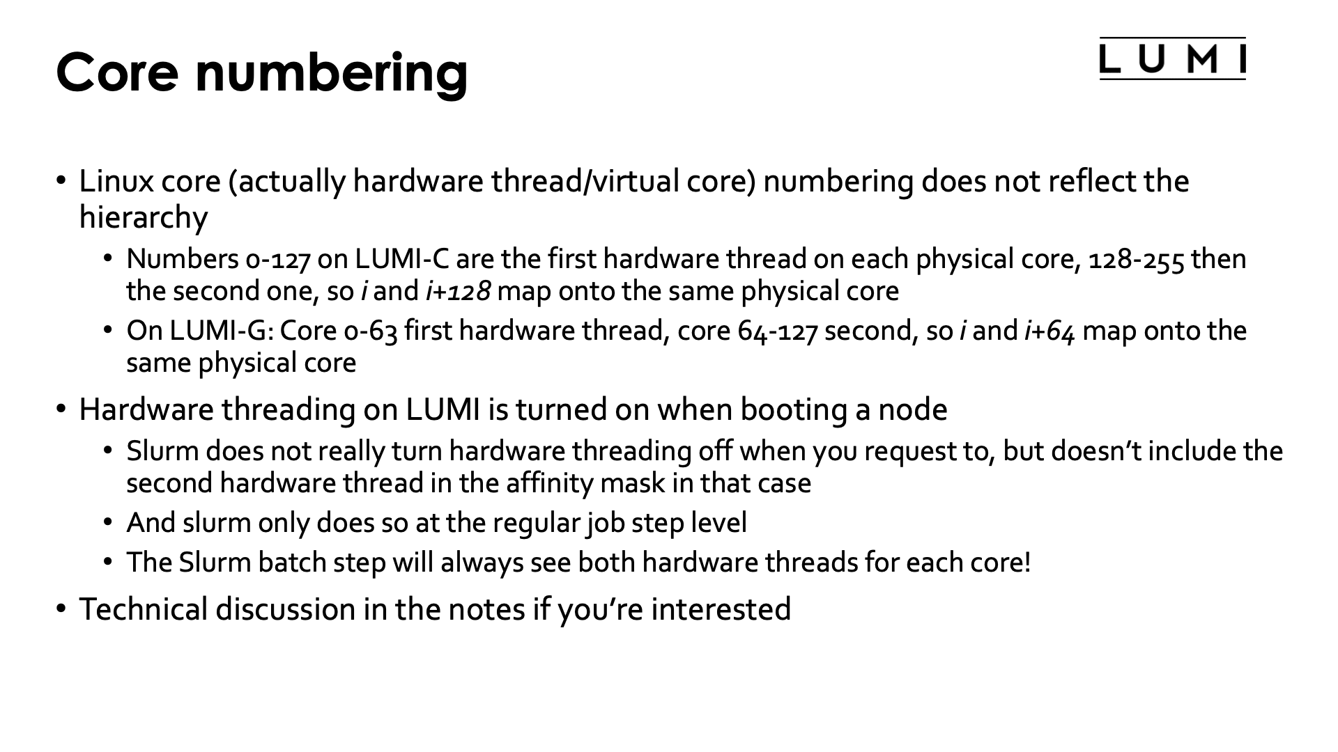 Slide Core numbering