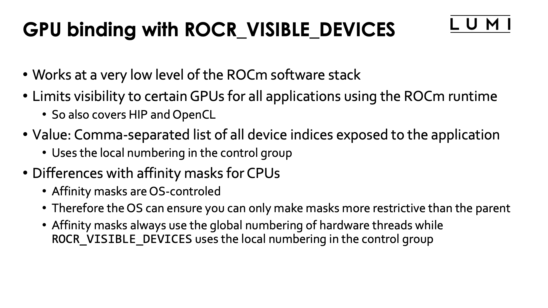 Slide GPU binding with ROCR_VISIBLE_DEVICES