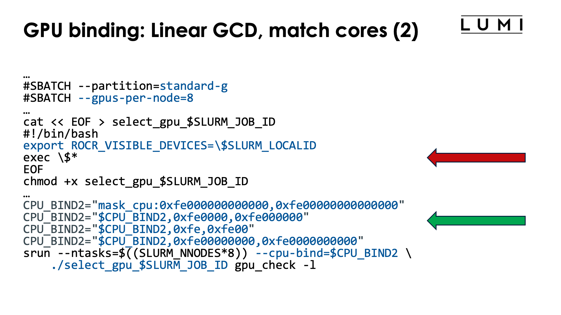 Slide GPU binding: Implementation: Linear GCD, match CPU, OpenMP