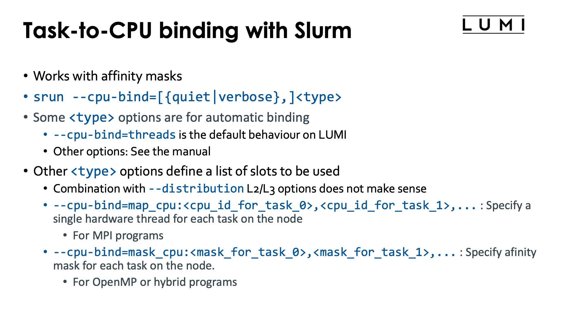 Slide Task-to-CPU binding with Slurm