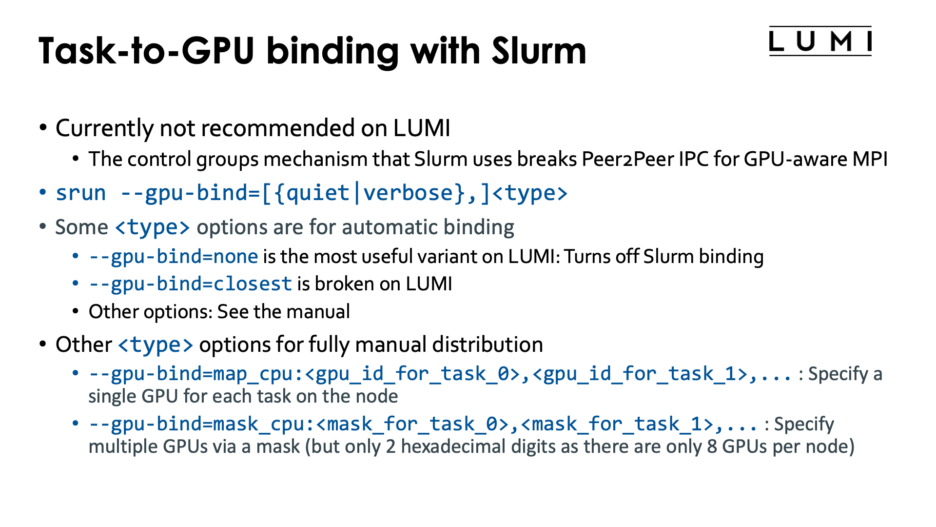 Slide Task-to-GPU binding with Slurm