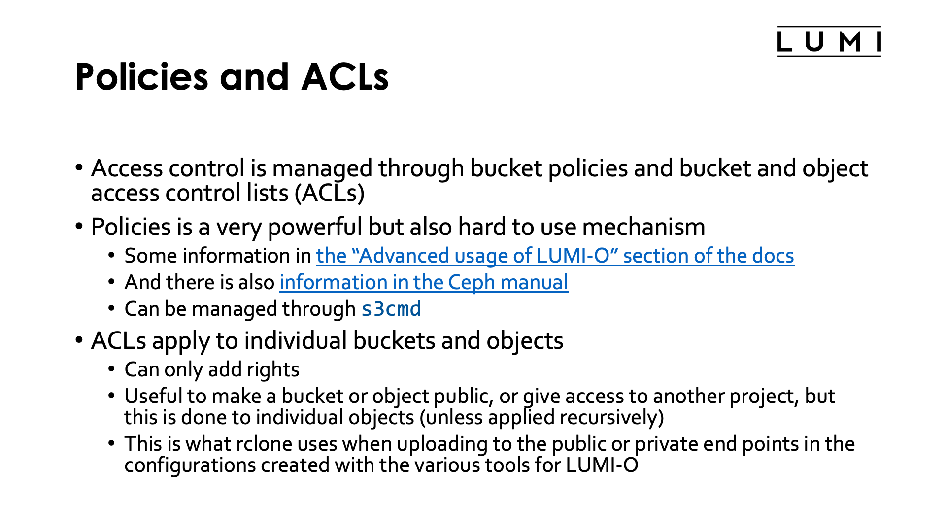 Slide Policies and ACLs