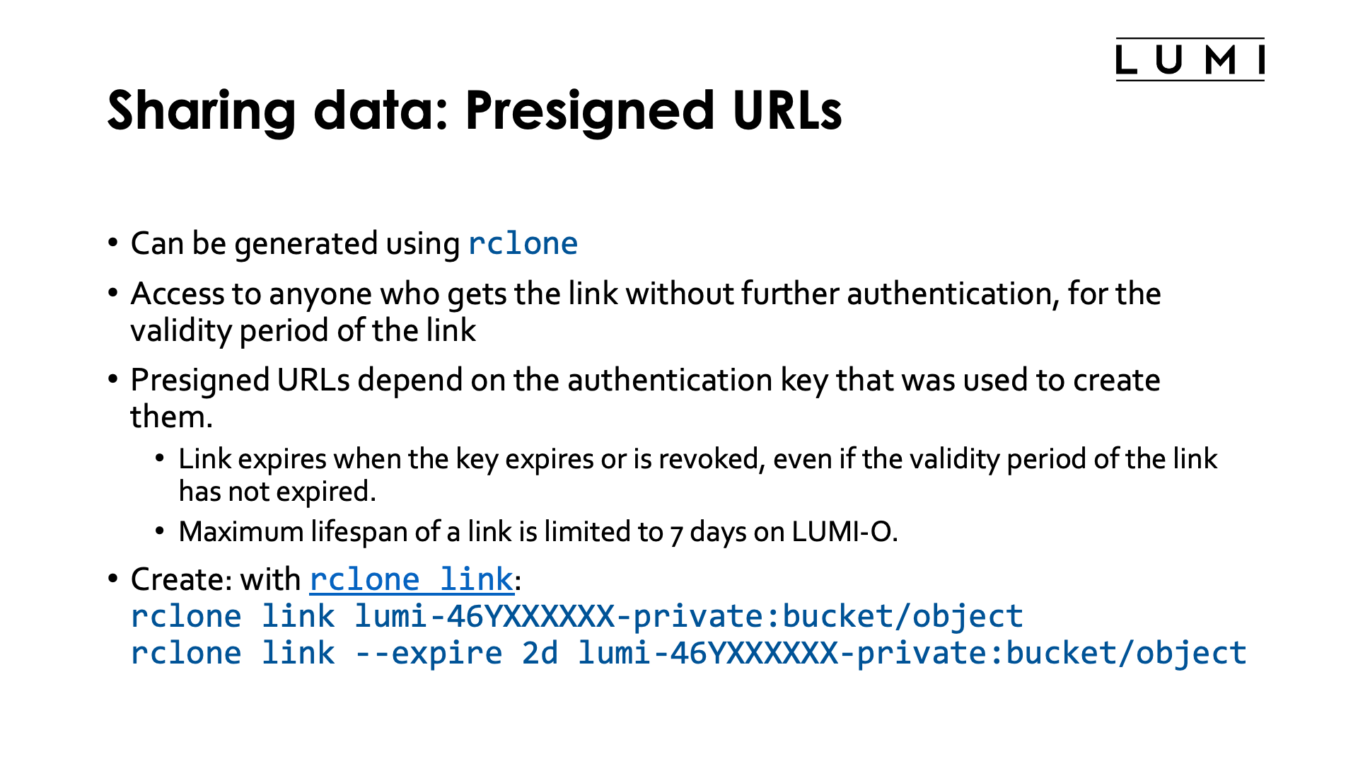 Slide Sharing data: Pre-signed URLs