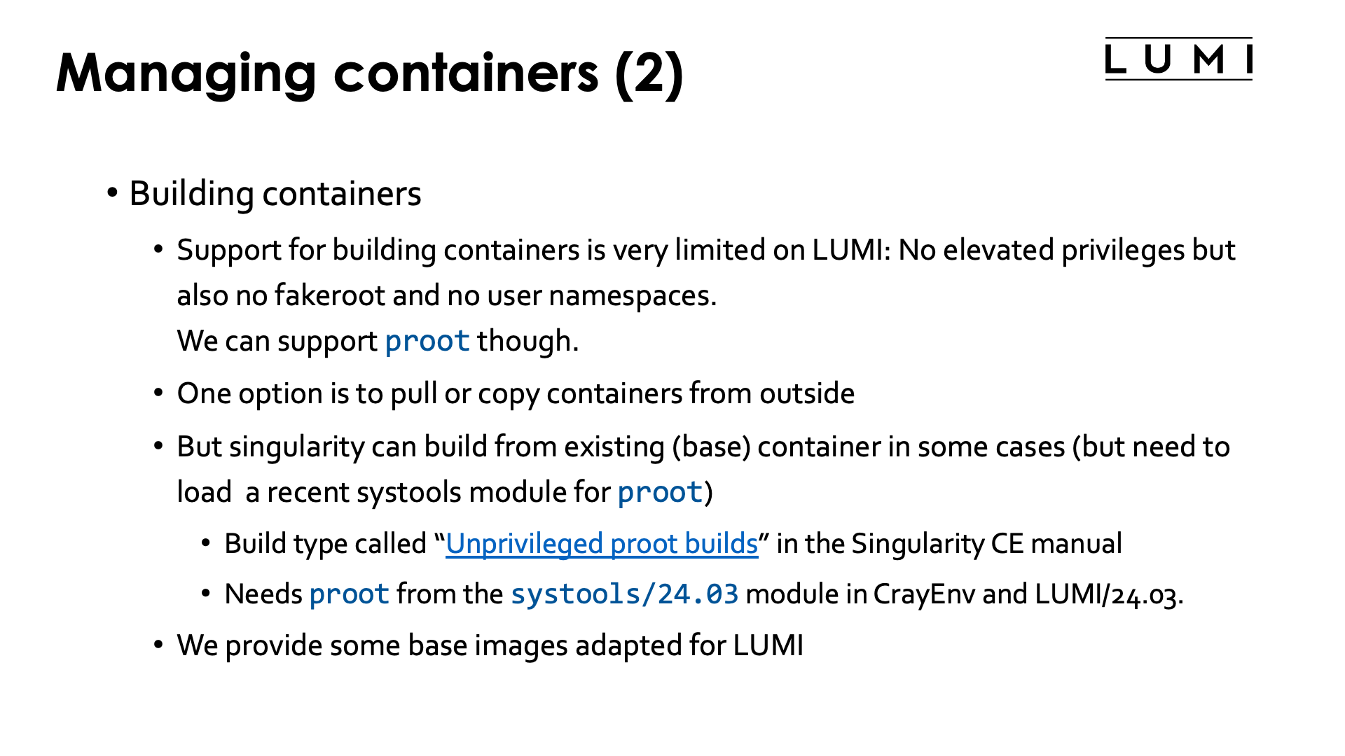 Managing containers (2)