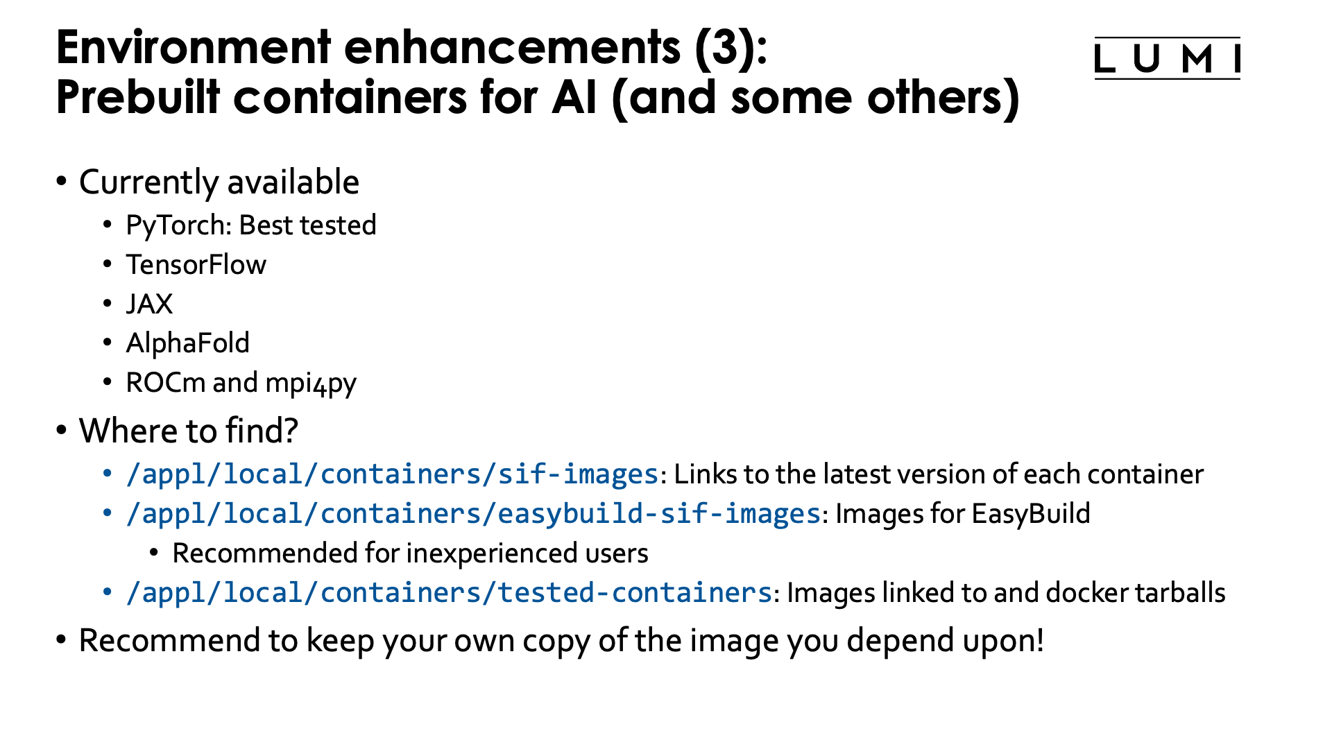 Environment enhancements (3): Prebuilt AI containers