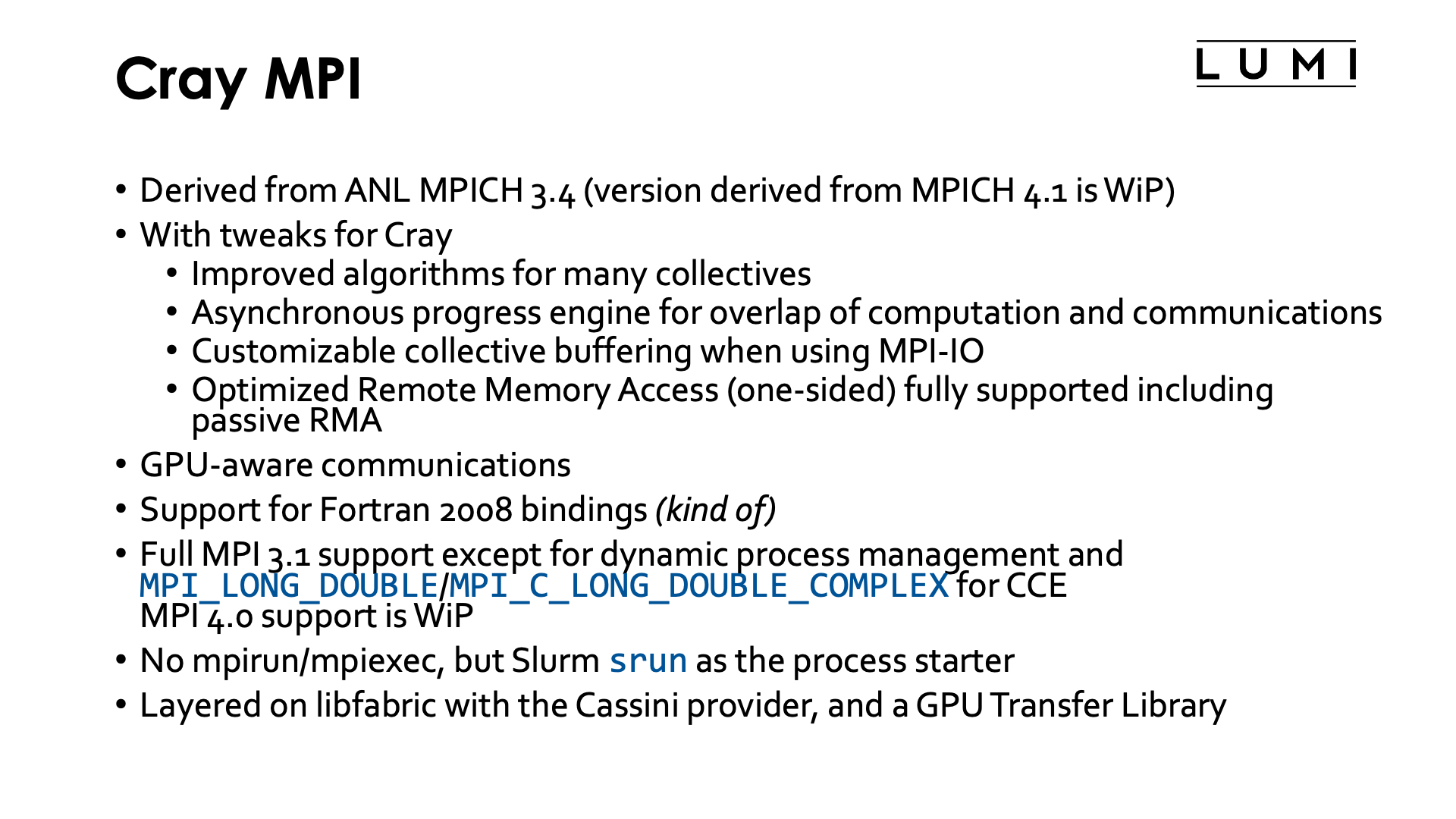 Slide Cray MPI
