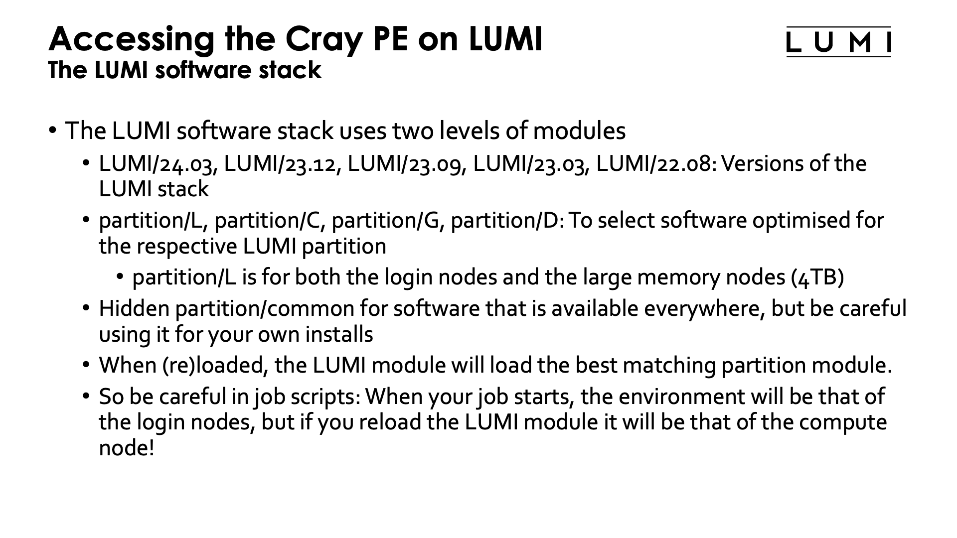 Accessing the Cray PE on LUMI slide 3