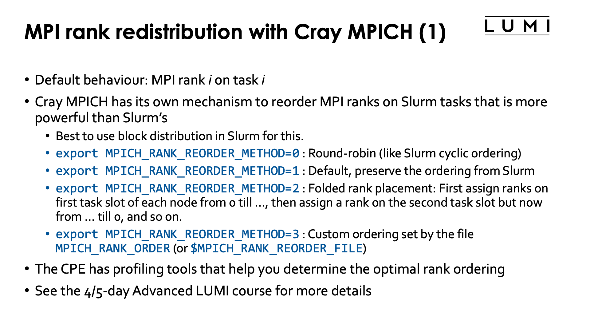 Slide MPI rank redistribution with Cray MPICH (1)