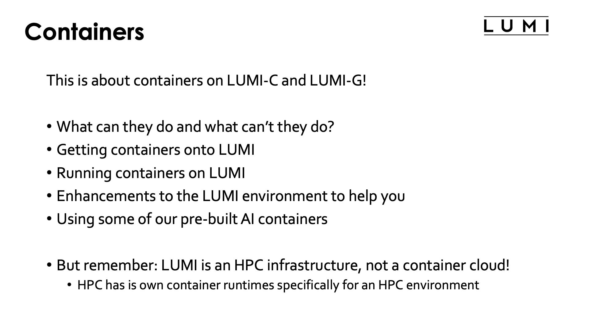 Containers on LUMI
