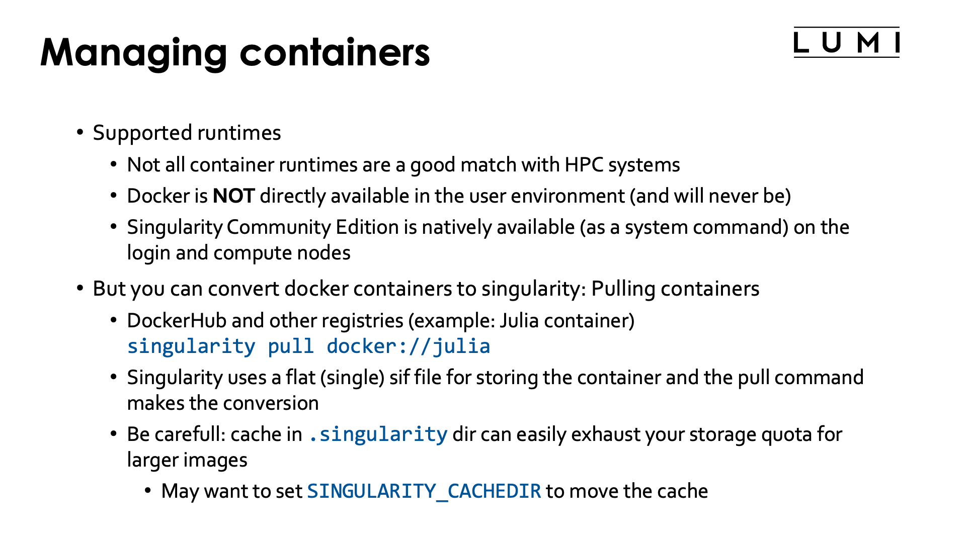 Managing containers