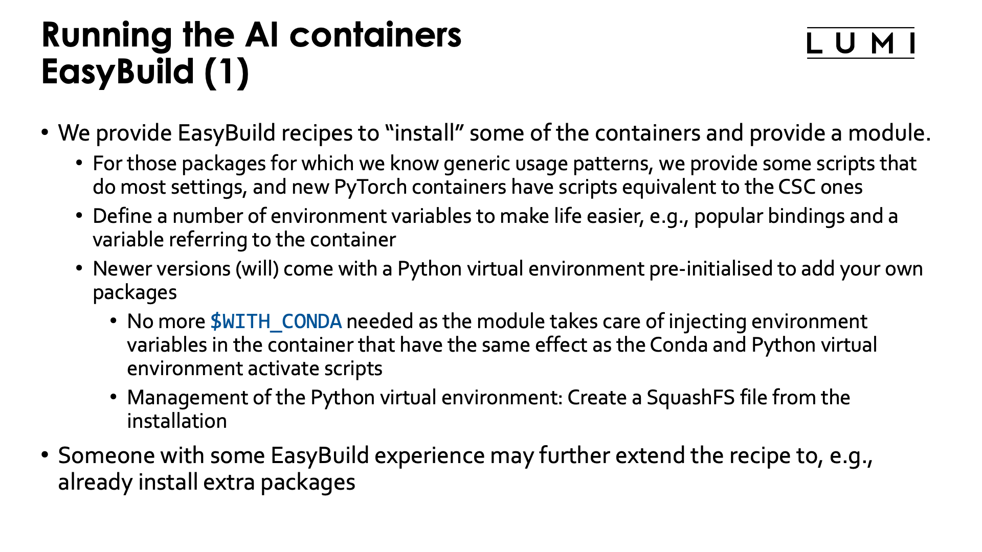 Running the AI containers with EasyBuild-generated module - slide 1