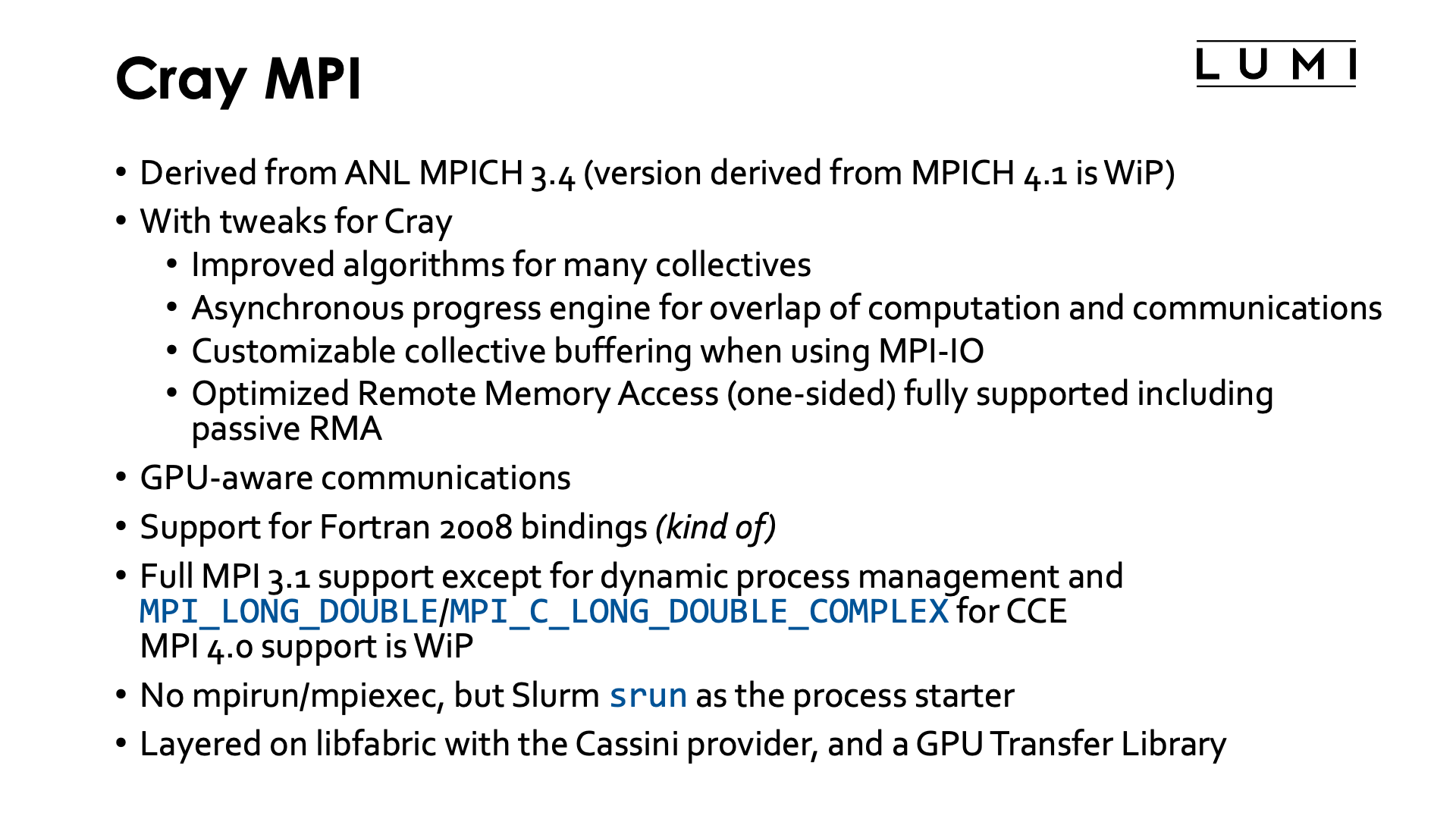 Slide Cray MPI